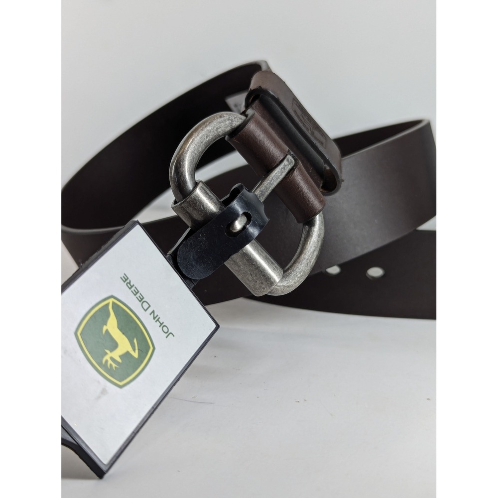 John Deere Mens Dark Brown Solid Genuine Leather Belt Size 32 4581500 NEW